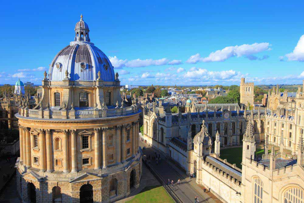 Aerial view over the Radcliffe Camera and surrounding areas