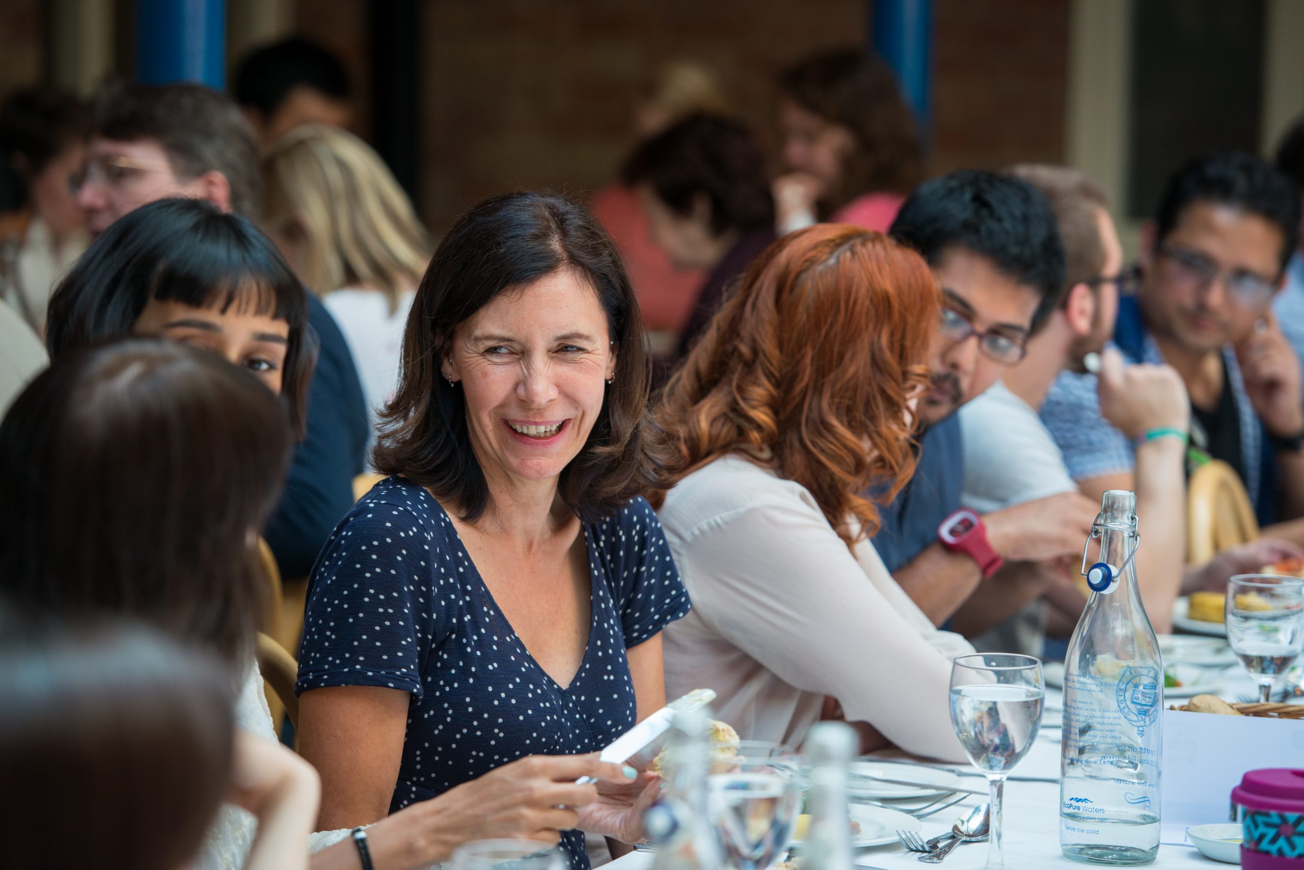 People eating and talking in the Rewley House Restaurant