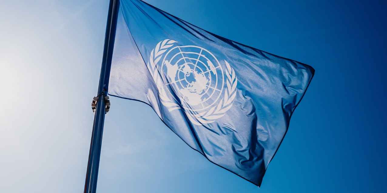 Blue flag flying