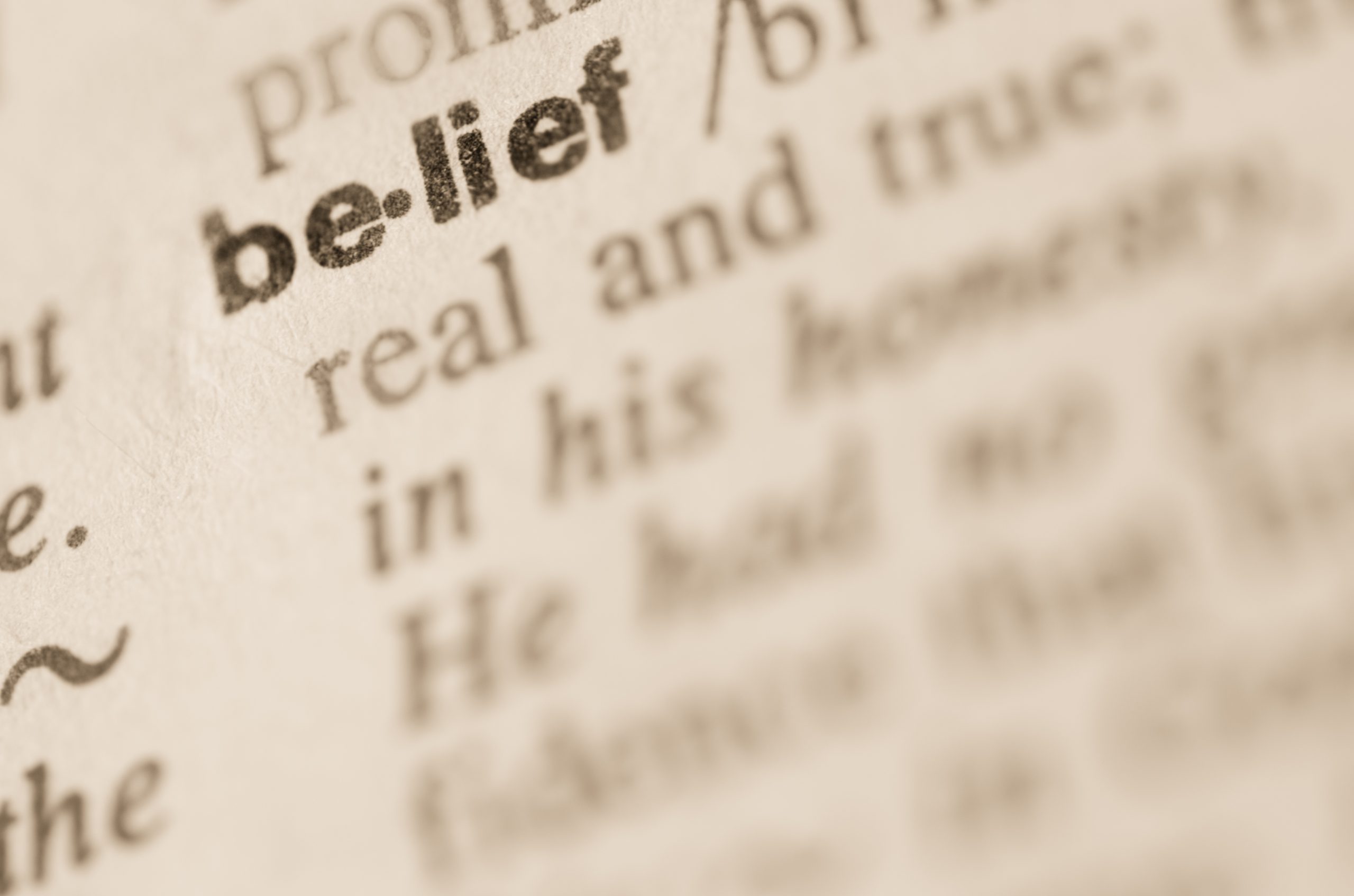 Photo of the word ‘belief’ in a dictionary.