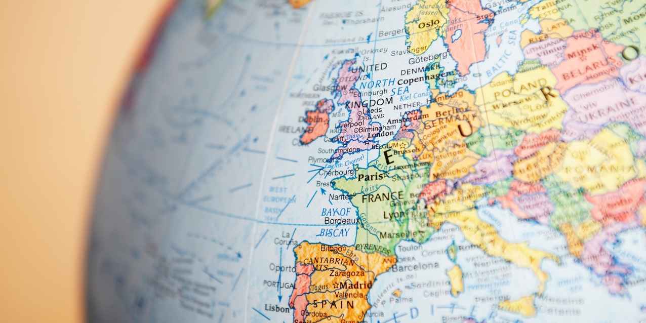 A close-up of a globe.