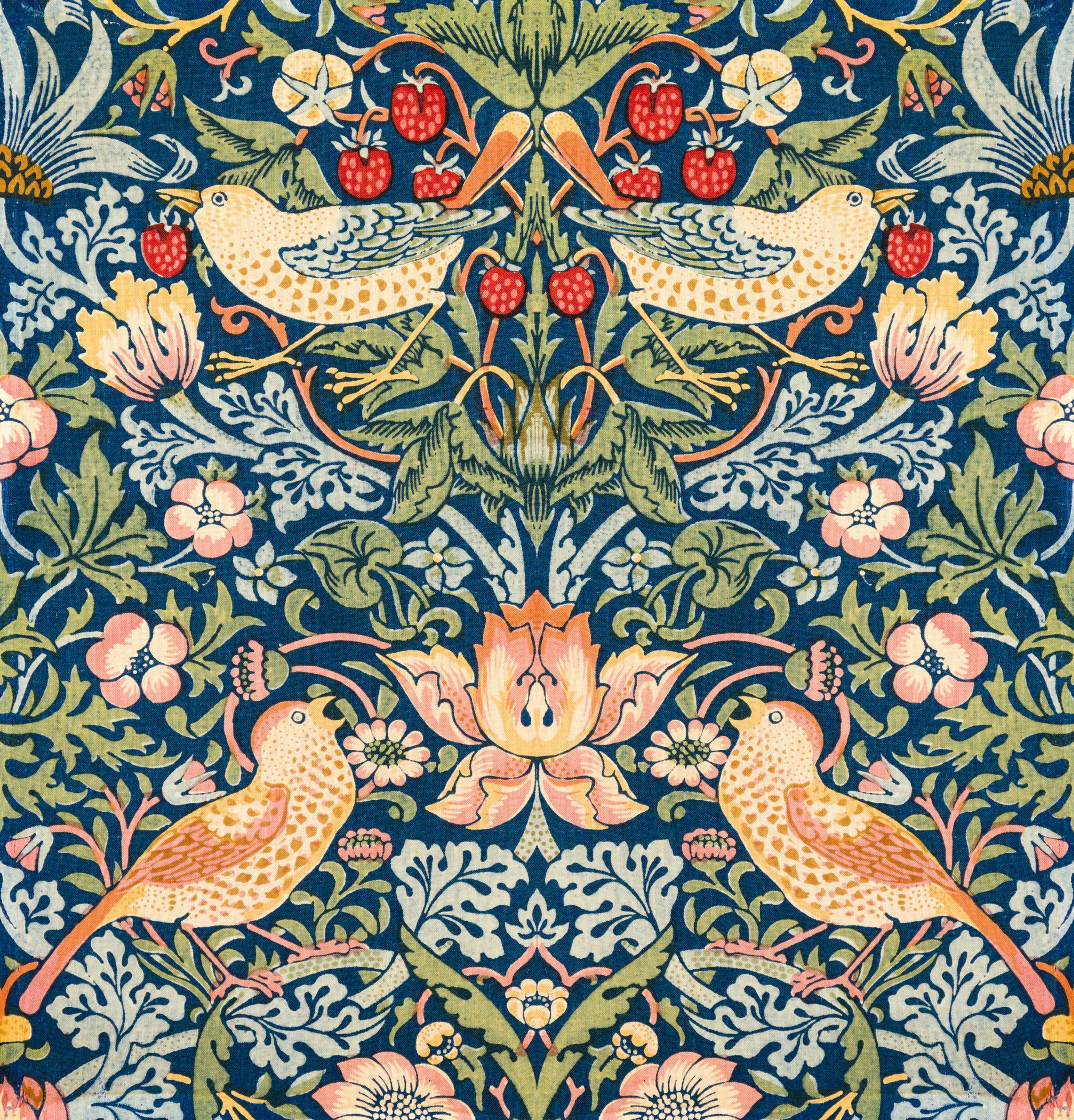 The iconic "Strawberry Thief" pattern, designed by William Morris in 1883.