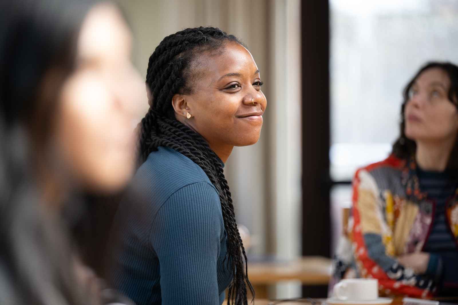 Student smiling in class