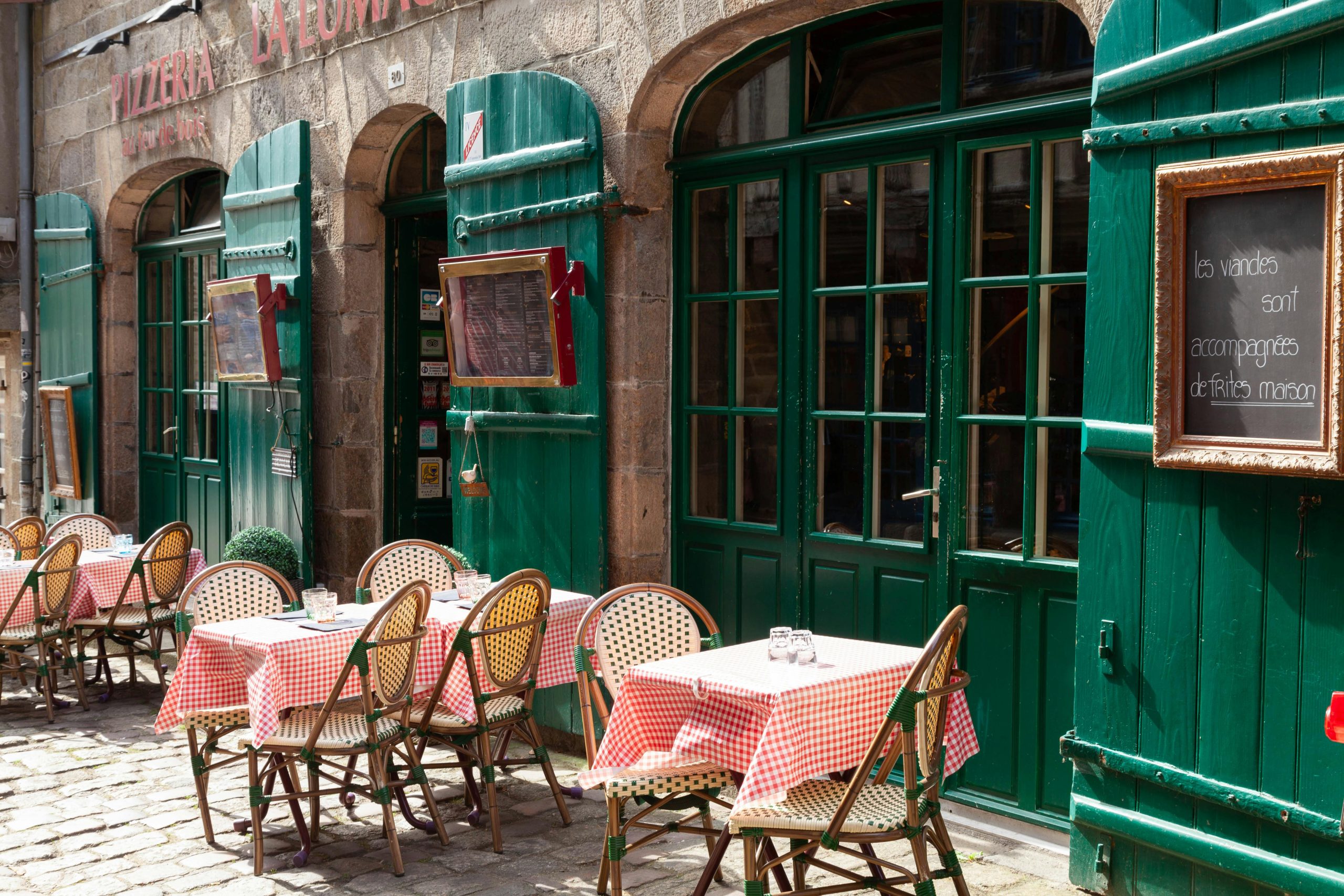 Outdoor cafe seating in France
